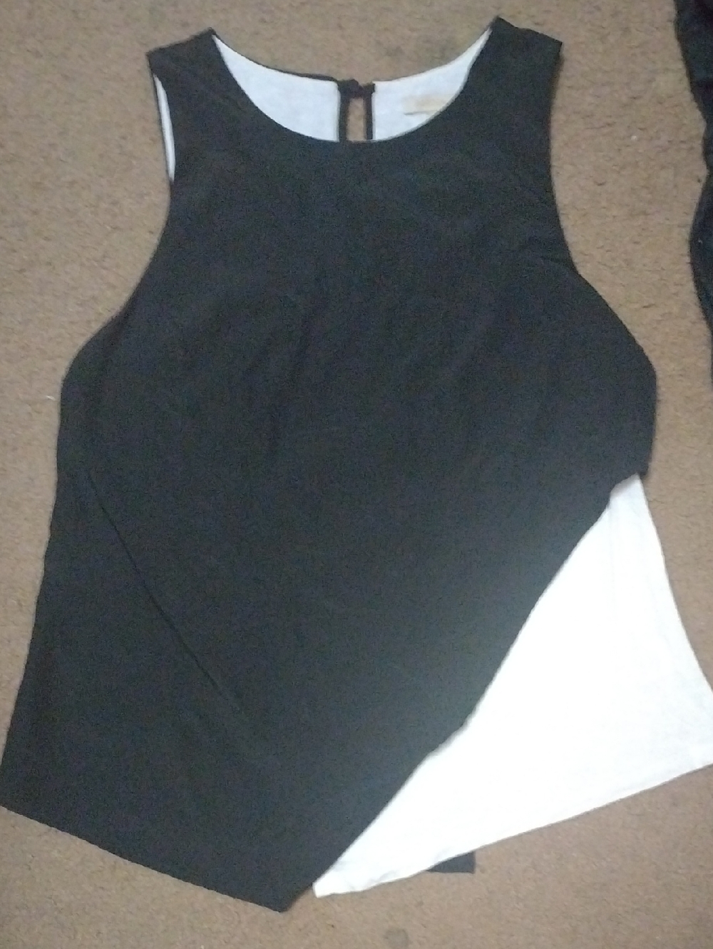 Anthropologie Bordeaux Black & White Asymmetrical Top Sz S